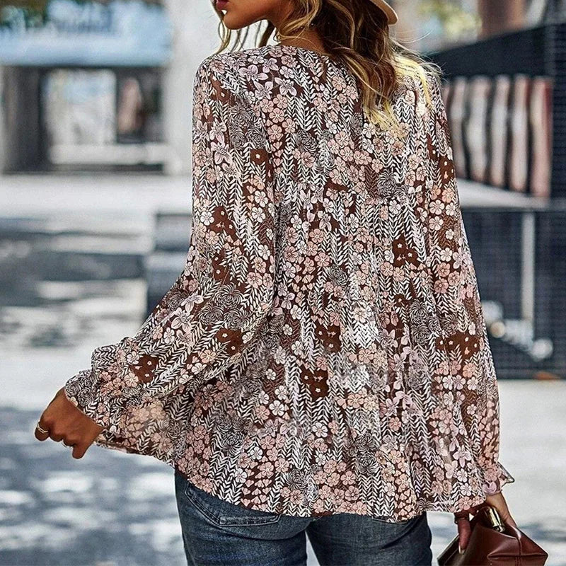 Bluzka z nadrukiem i długim rękawem | Luźna plus size