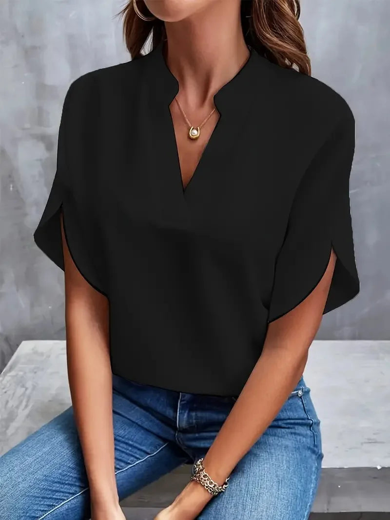 Elegancka bluzka z krótkim rękawem | Klasyczna biurowa
