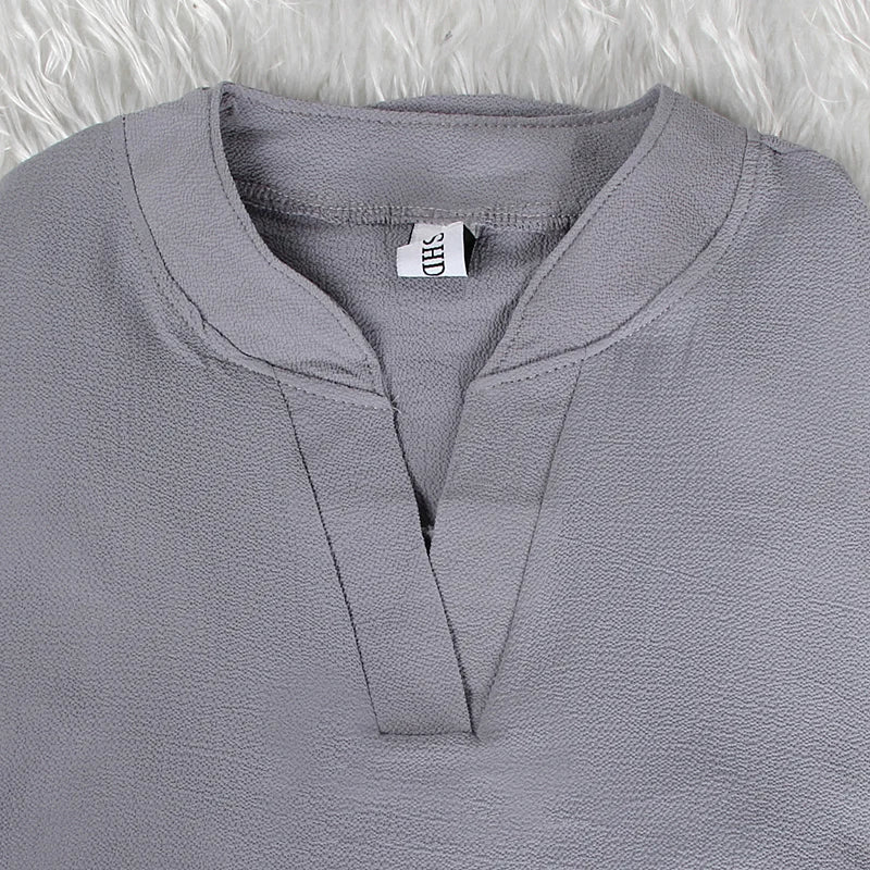 Szyfonowa bluzka do pracy | V-neck z długim rękawem