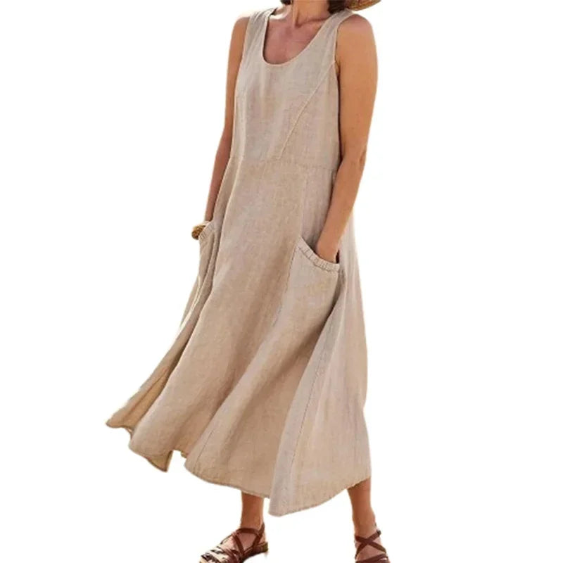 Sukienka na ramiączkach z kieszeniami | Elegancka midi