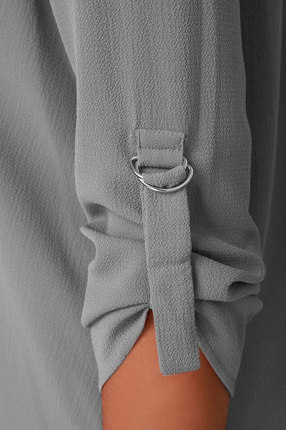 Szyfonowa bluzka do pracy | V-neck z długim rękawem