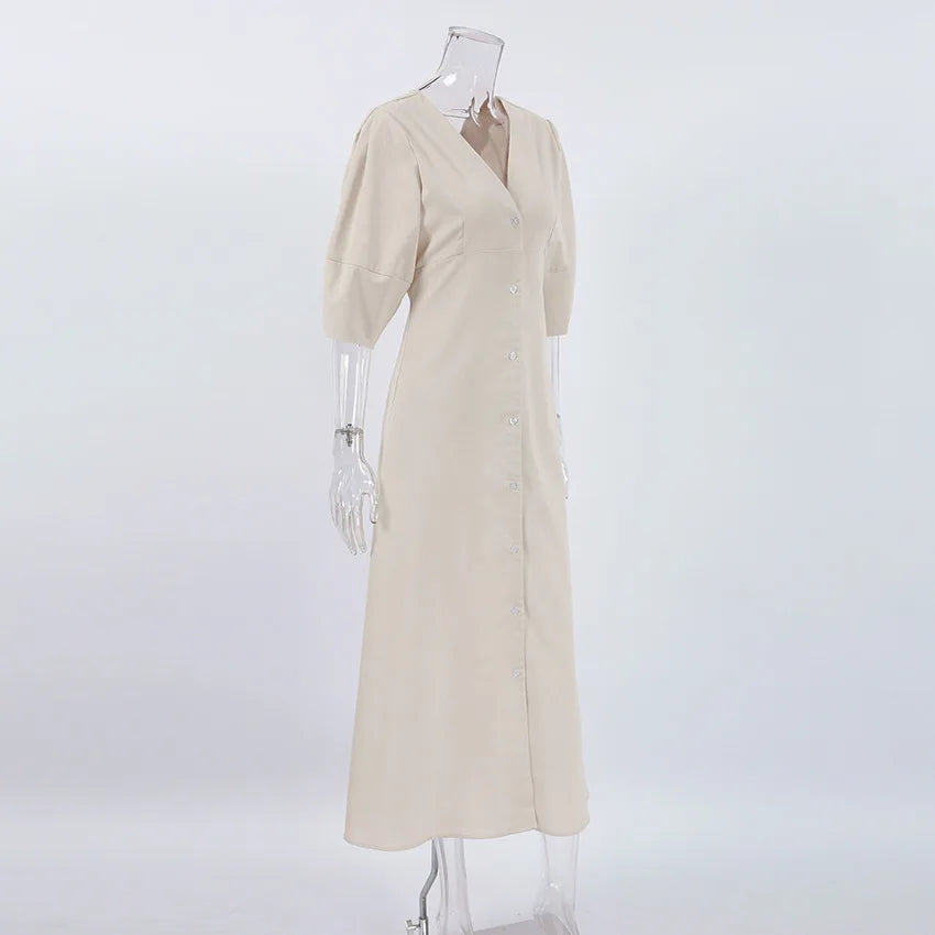 Sukienka maxi z bufiastymi rękawami | Retro i romantyczna