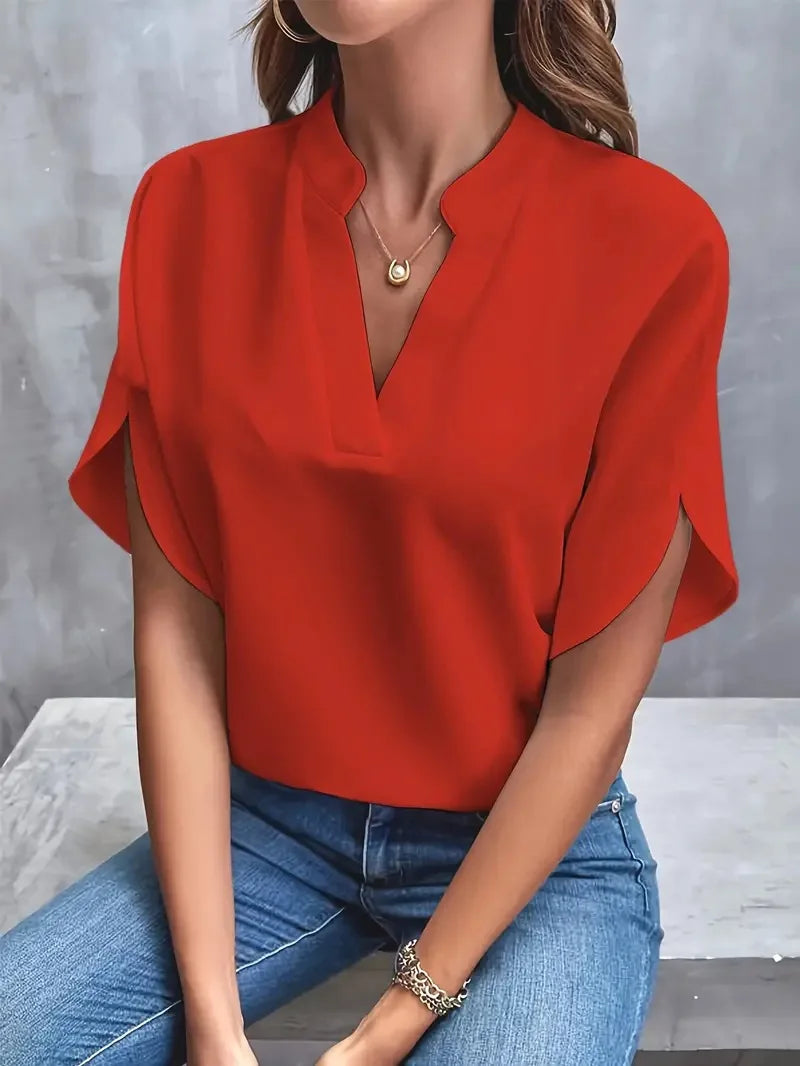 Elegancka bluzka z krótkim rękawem | Klasyczna biurowa